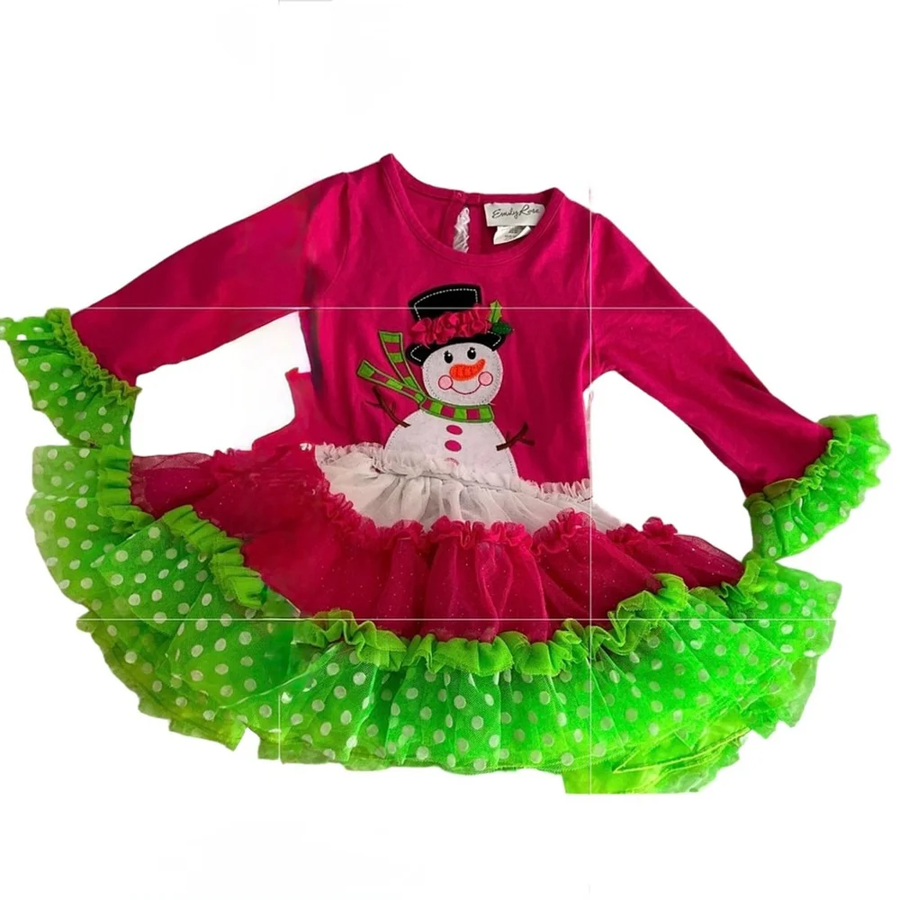Emily Rose Snowman Tutu Dress Girls 2T Pink Costume Cosplay Holiday Christmas